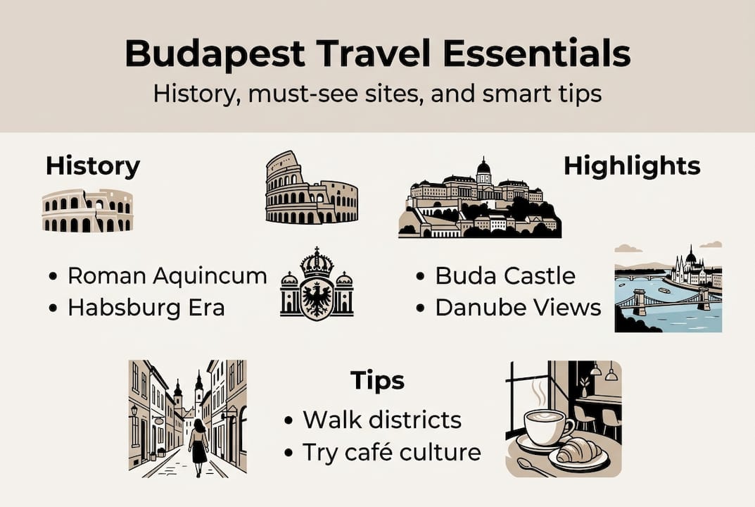 Budapest travel infographic with history and tips