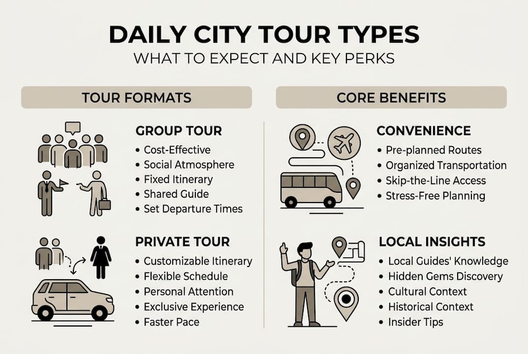 Infographic showing city tour types and benefits