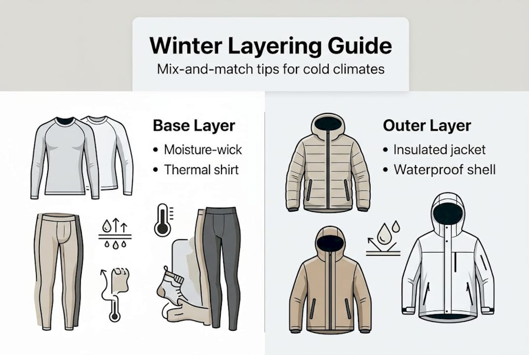 Infographic showing winter layering essentials