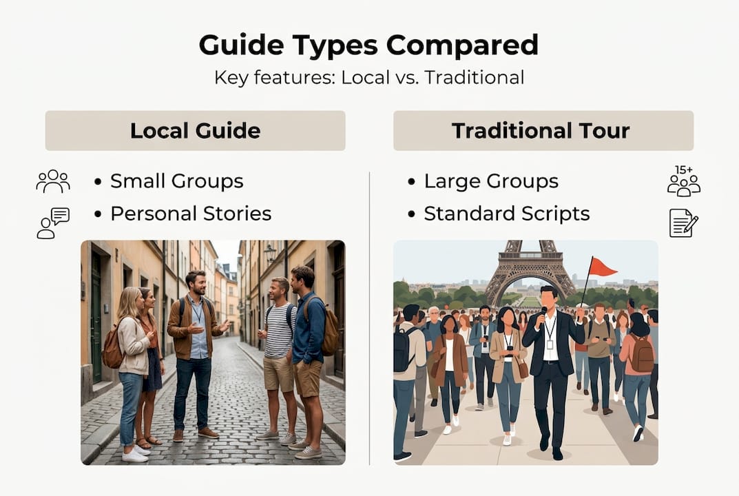 Infographic comparing local and traditional guides