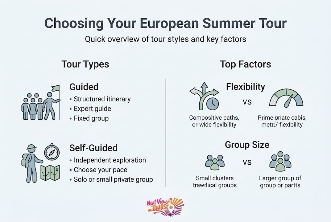 Infographic on European summer tour types and factors