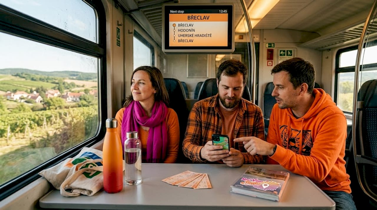 Passengers planning trip on Czech regional train