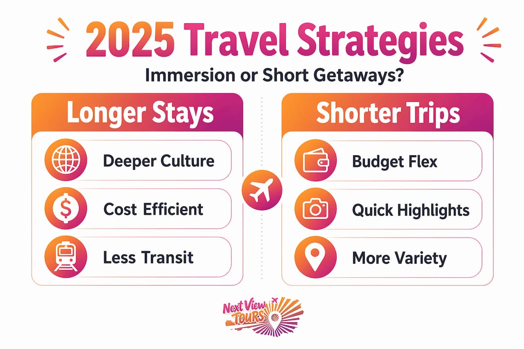 Infographic comparing long and short travel styles