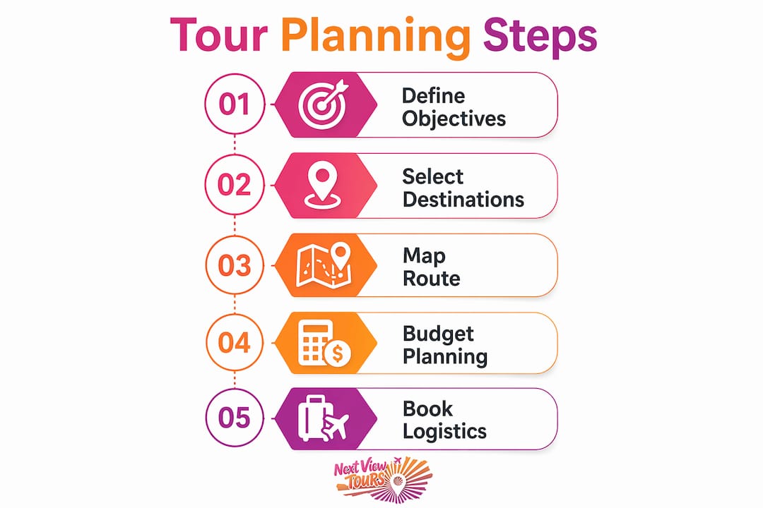 Infographic showing multi-day tour planning steps