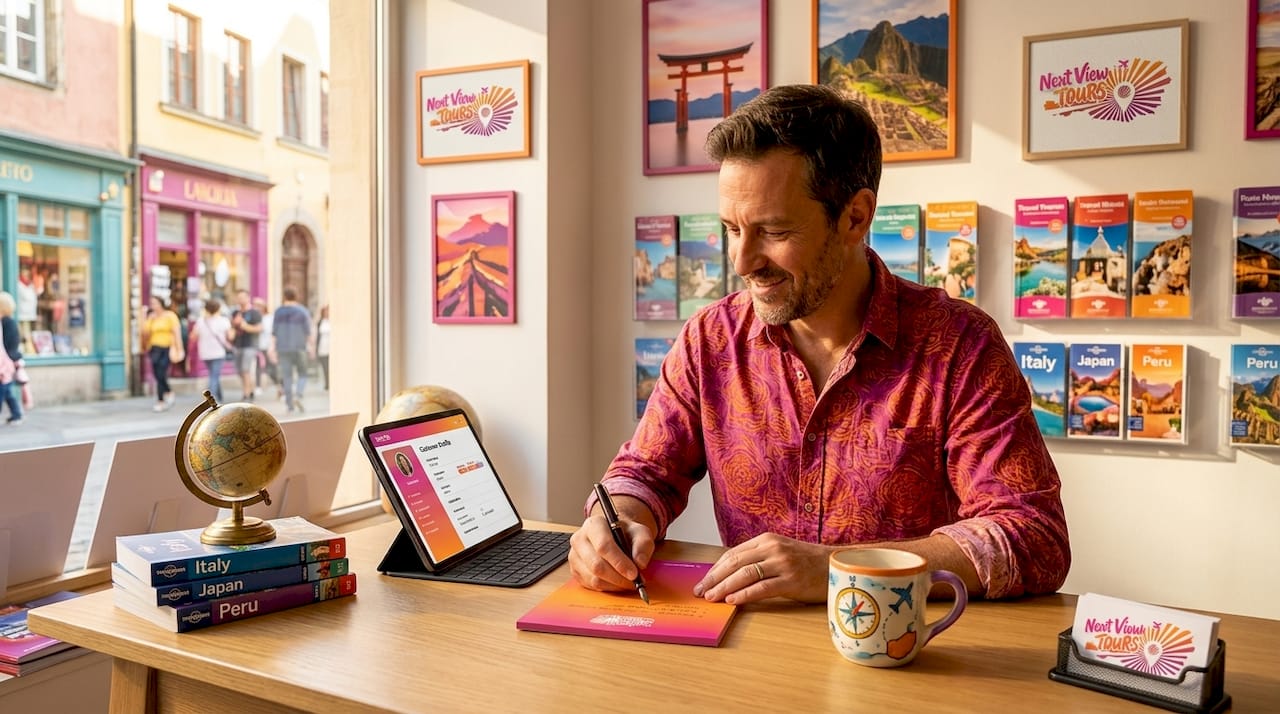 Tour operator preparing personalized itinerary