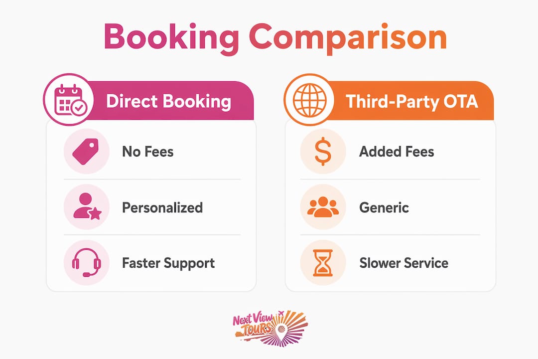 Infographic comparing direct booking and OTAs