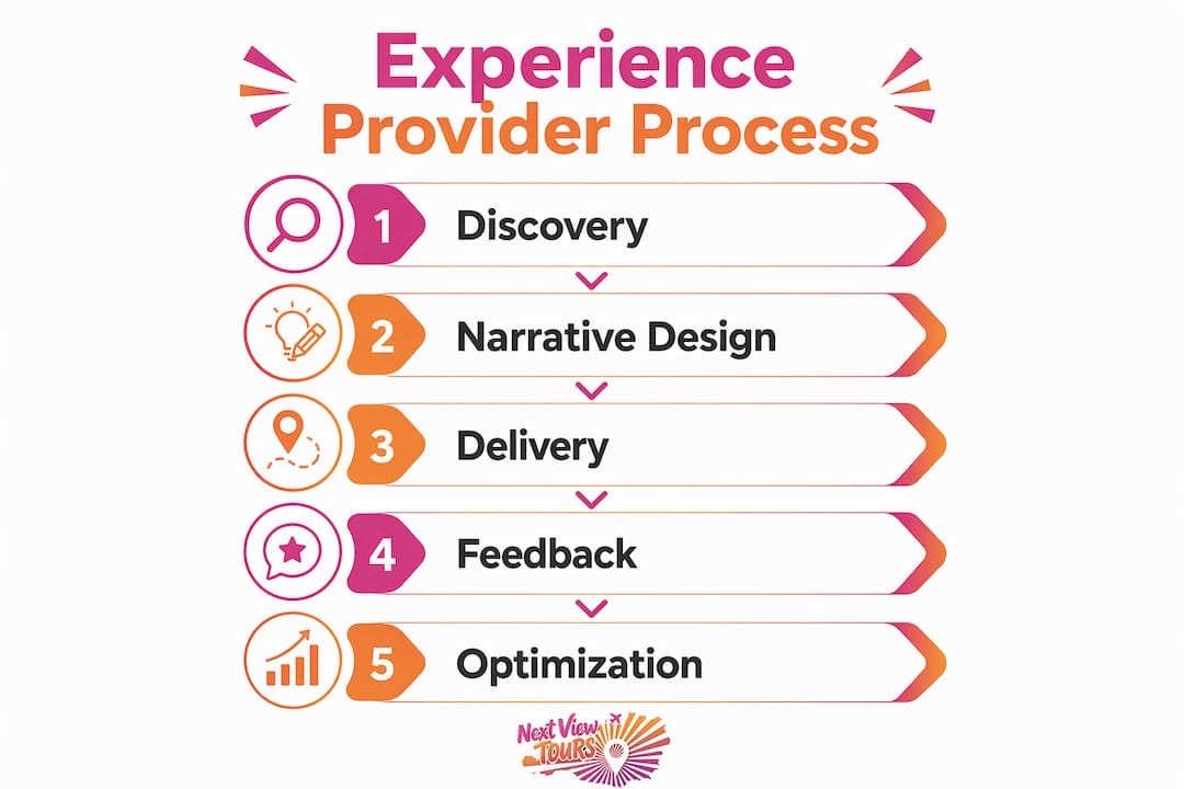 Vertical flow infographic of experience provider phases