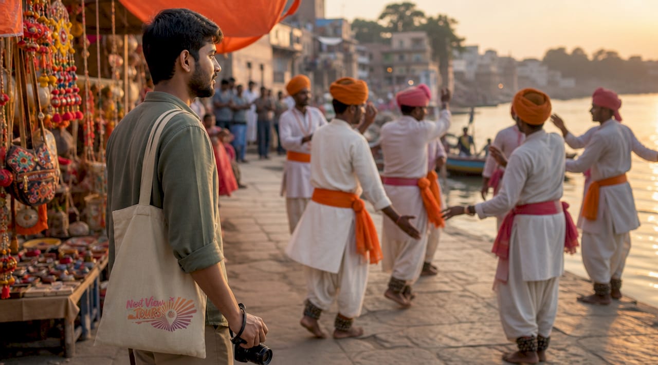 Traveler observing local cultural dance
