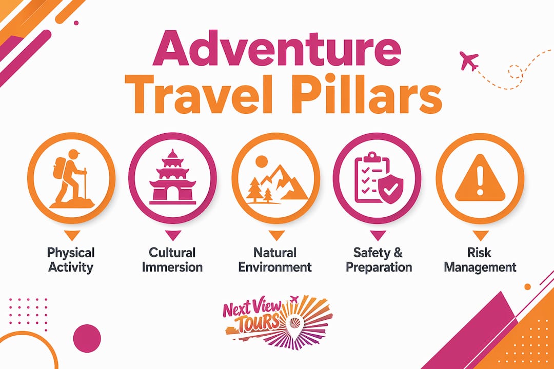 Infographic showing core pillars of adventure travel