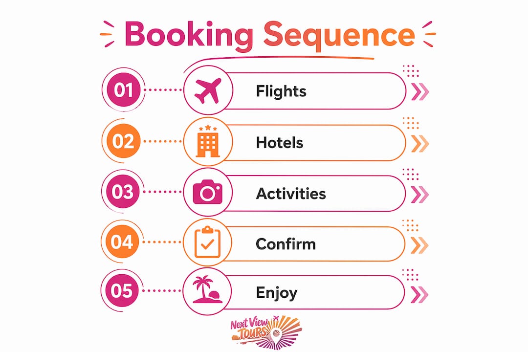 Infographic showing summer tour booking steps