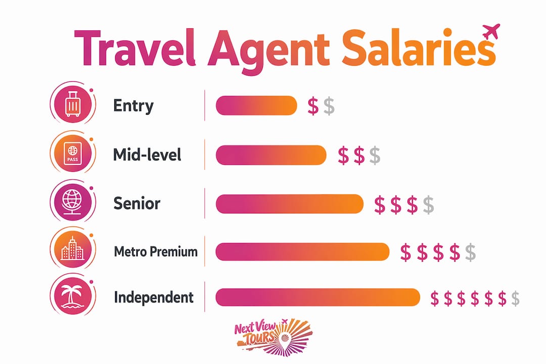 Infographic showing travel agent salary levels