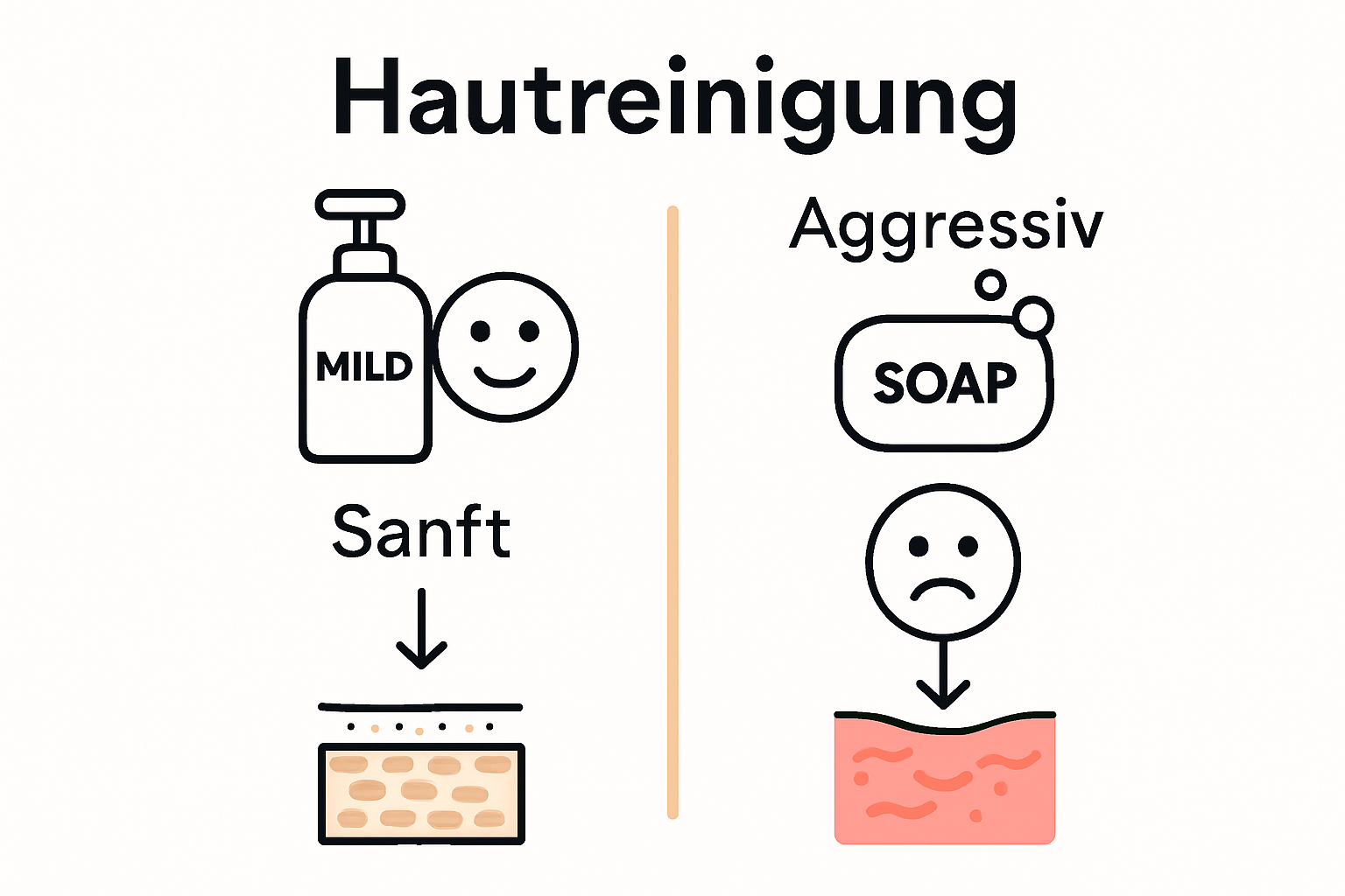 Gentle versus aggressive skin cleansing infographic