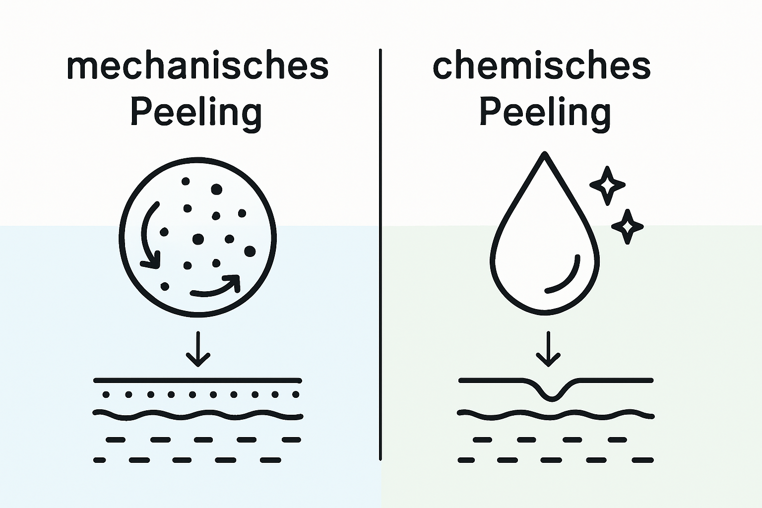 Grafik: Mechanisches vs. chemisches Peeling – ein Vergleich der Methoden