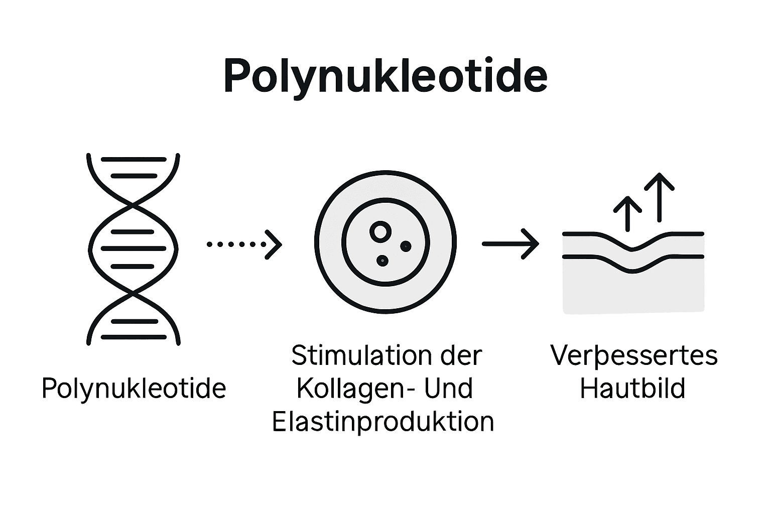 Die Infografik veranschaulicht, wie Polynukleotide die Hautregeneration unterstützen.