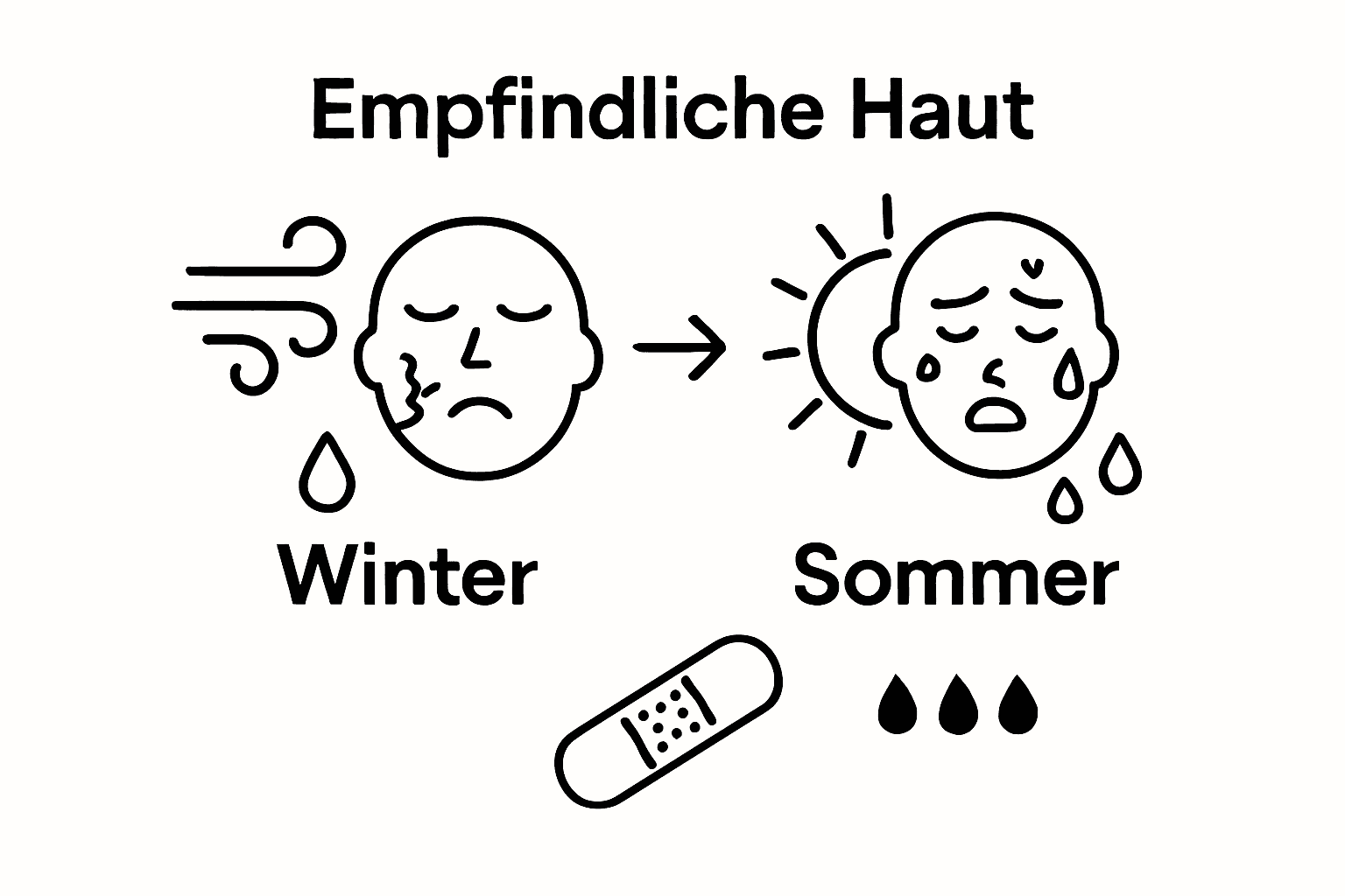 Infografik: Empfindliche Haut – Unterschiede und Herausforderungen im Winter und Sommer