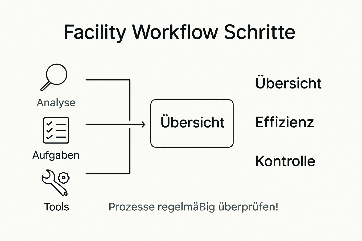 Überblick: Die wichtigsten Schritte im Facility Management Workflow – als Infografik dargestellt