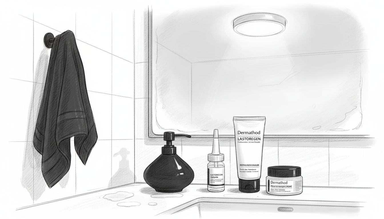 Abends nimmt sich der Mann Zeit, sein Gesicht gründlich zu reinigen.