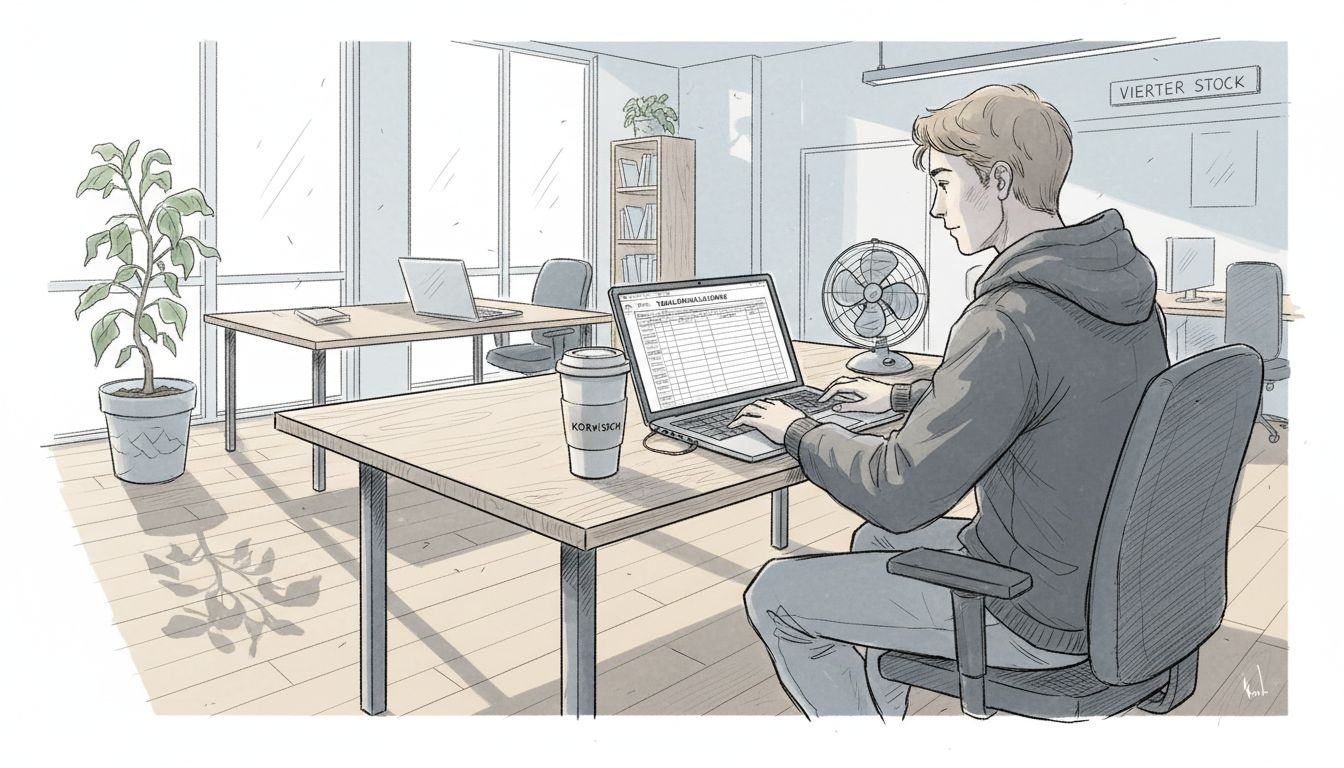 Warum nachhaltiges Facility Management zählt 3 Mitarbeiterin in einem nachhaltigen Coworking-Space, umgeben von ihren persönlichen Gegenständen