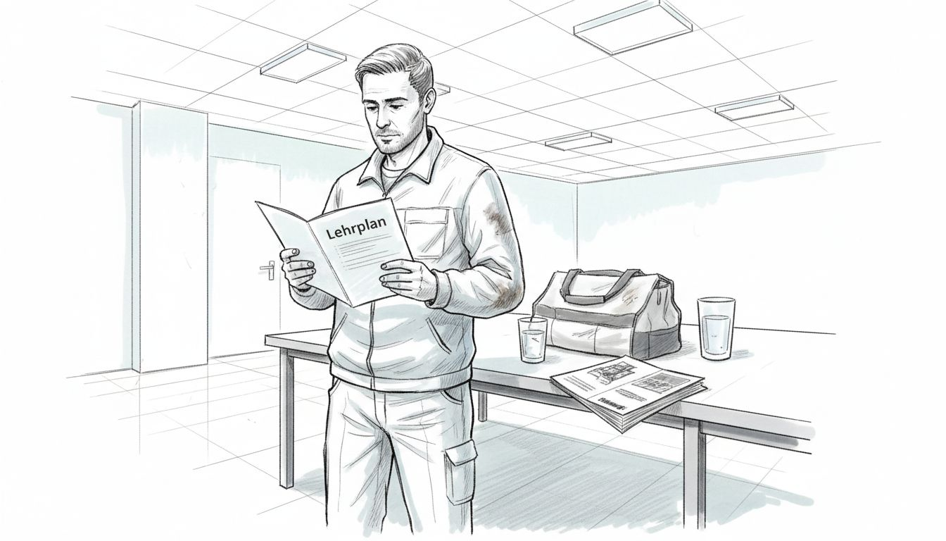 Gebäudereiniger: Fortbildungsplan hängt im Aufenthaltsraum aus