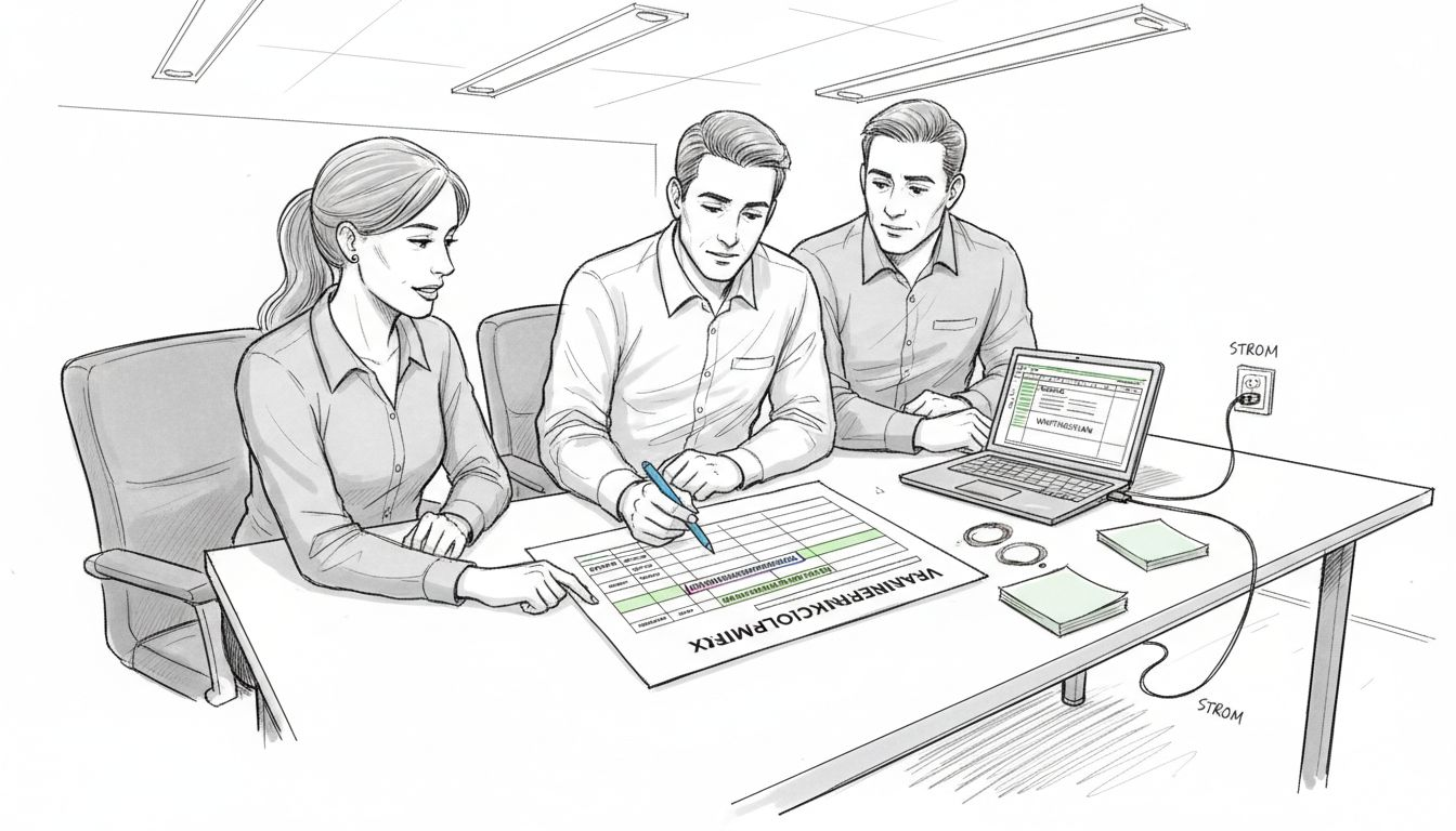 Das Team prüft aktuell die Verantwortlichkeitsmatrix im Bereich Facility Management.