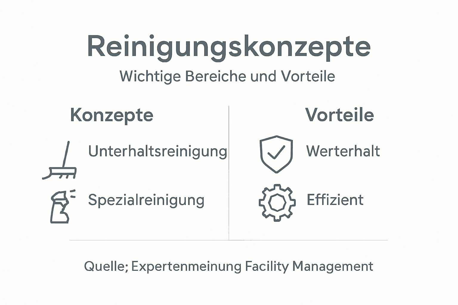 Grafische Übersicht: Reinigungskonzepte und ihre Vorteile auf einen Blick
