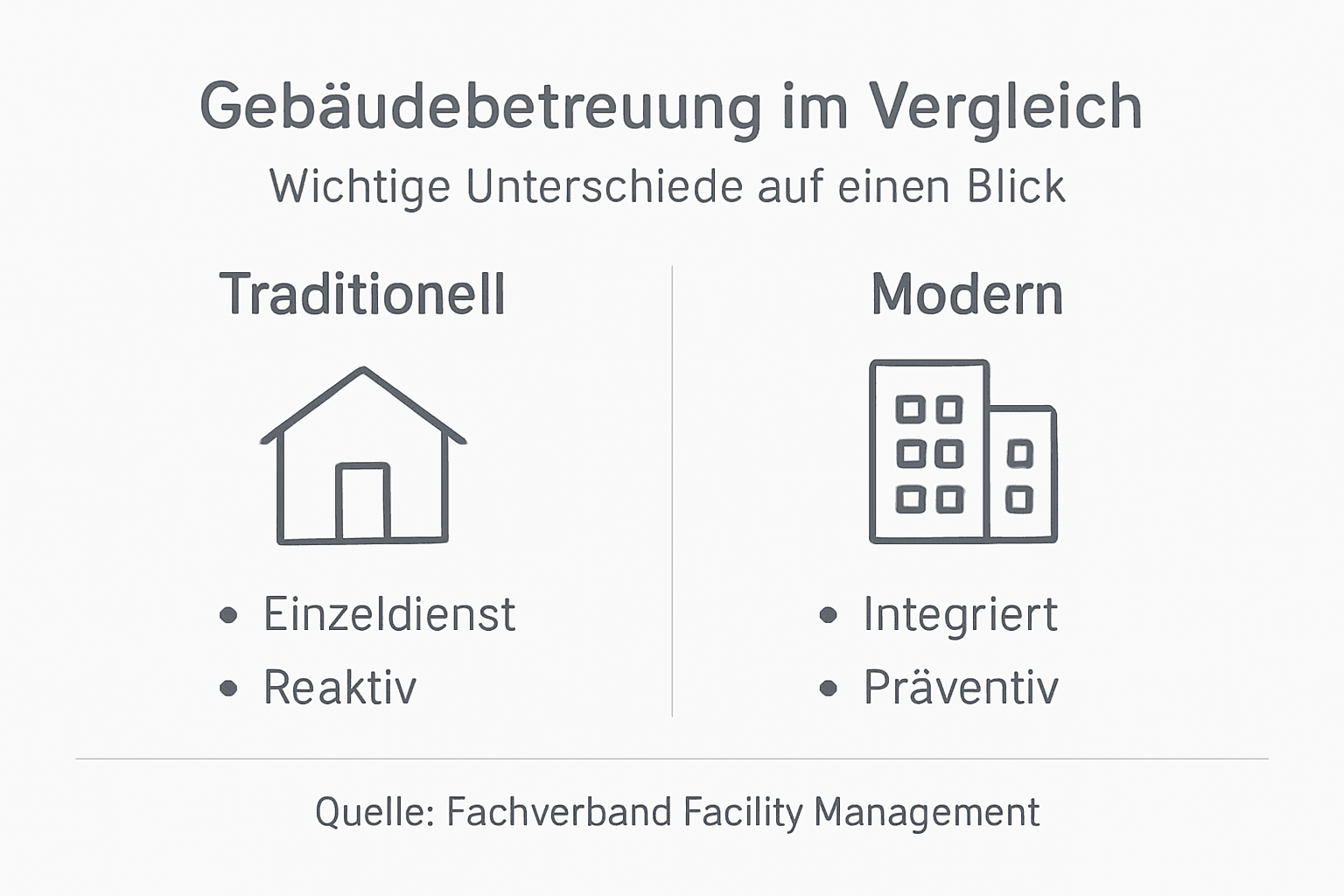 Infografik: Traditionelle versus moderne Gebäudebetreuung – ein Vergleich