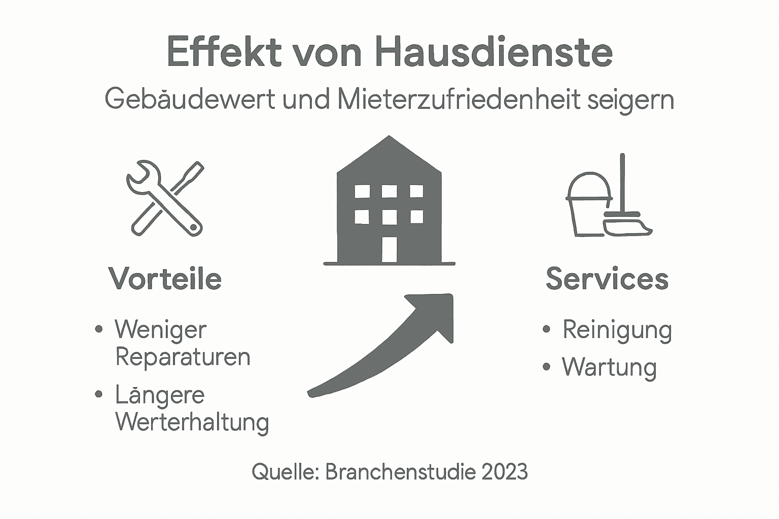 Infografik: Hausmeisterservice, Immobilienwert und Zufriedenheit der Mieter im Überblick