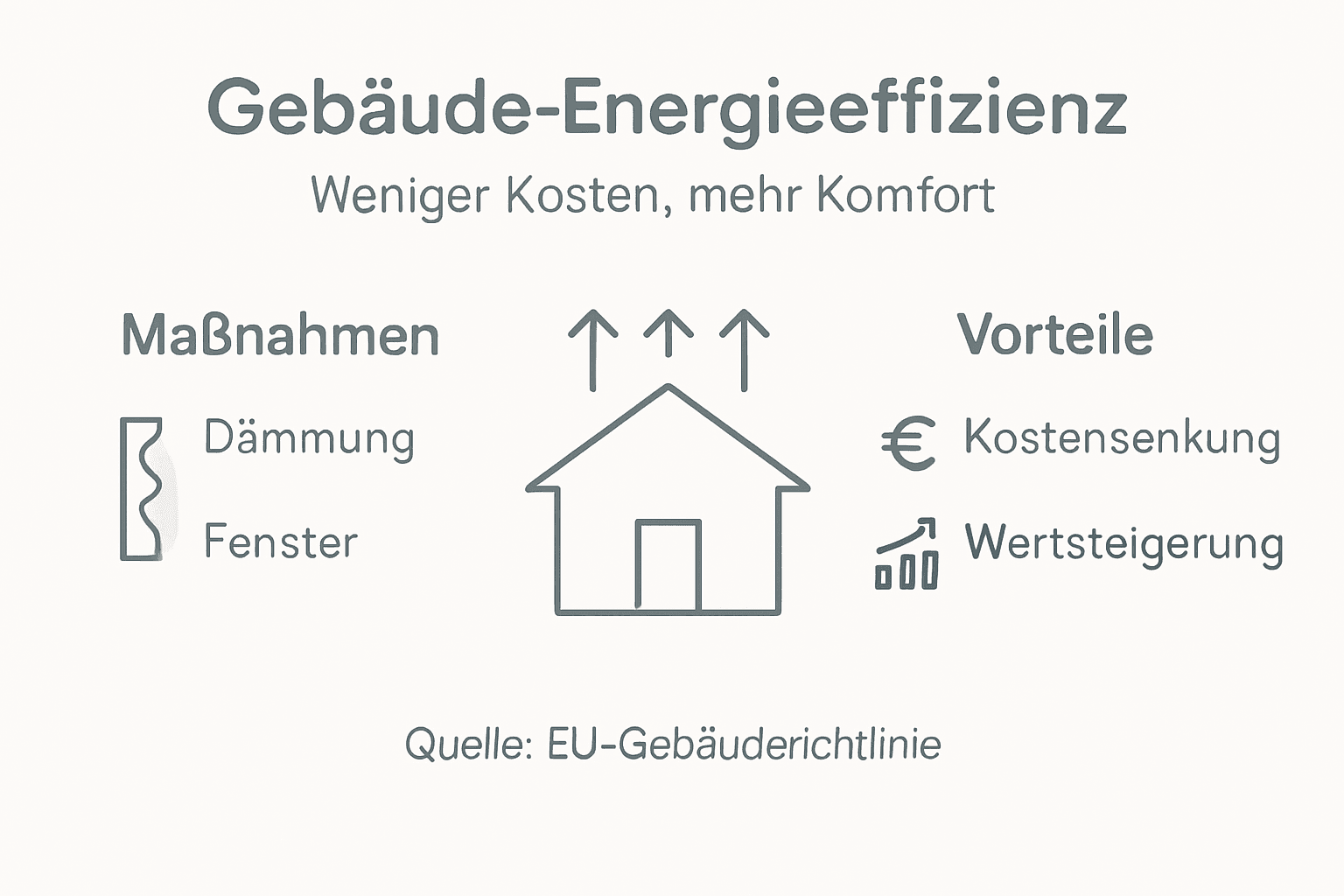 Infografik: Maßnahmen zur Steigerung der Energieeffizienz von Gebäuden und ihre Vorteile