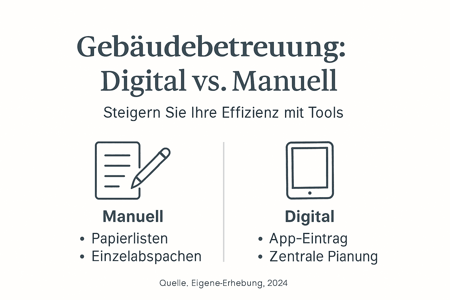 Vergleich: Digitale und klassische Methoden in der Gebäudebetreuung – eine Infografik