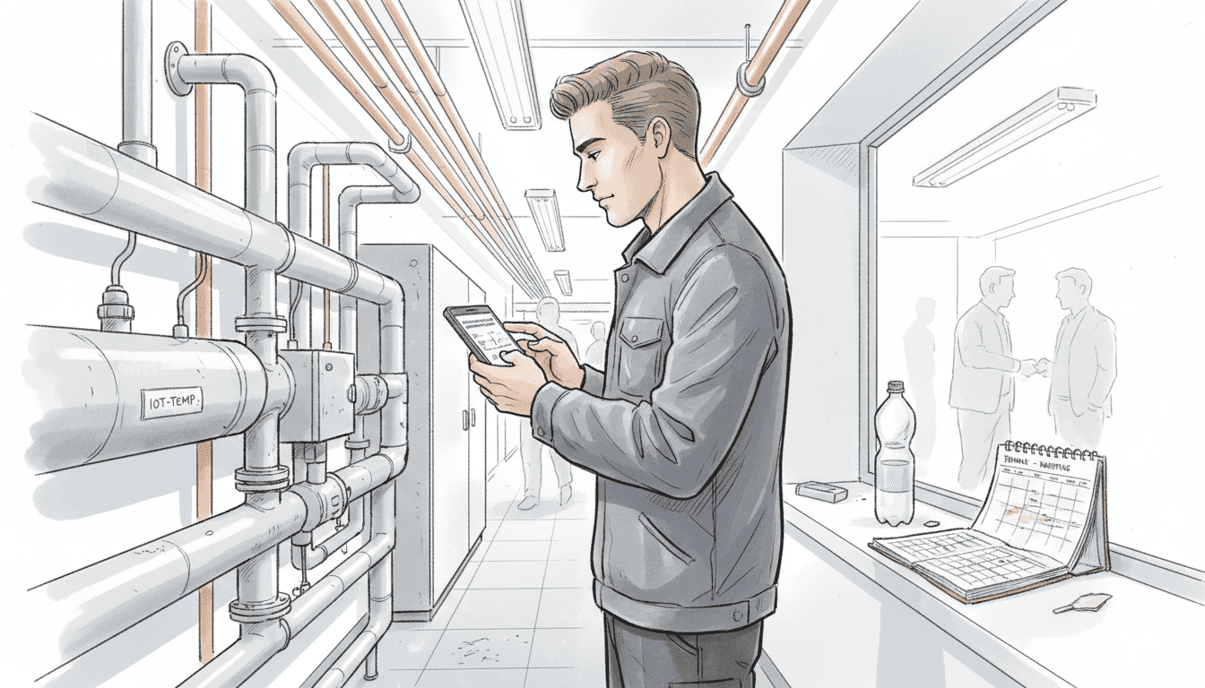 Der Gebäudemanager kontrolliert die IoT-Sensoren im Haus, um einen reibungslosen Betrieb sicherzustellen.