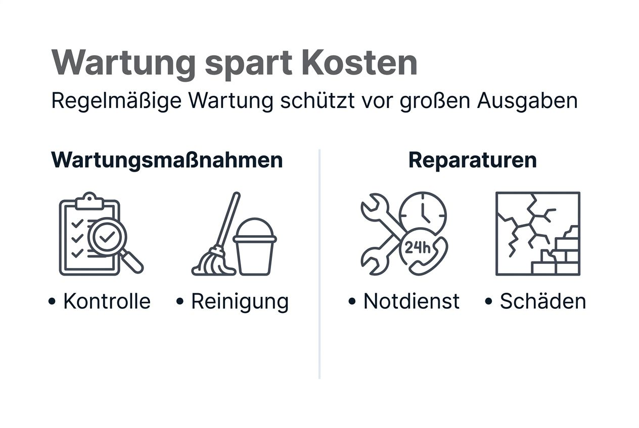 Infografik: Wartungskosten im Vergleich zu Reparaturkosten