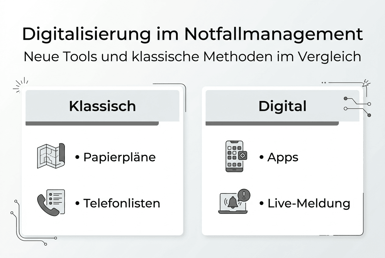 Vergleich: Wie die Digitalisierung das Notfallmanagement verändert – eine Infografik