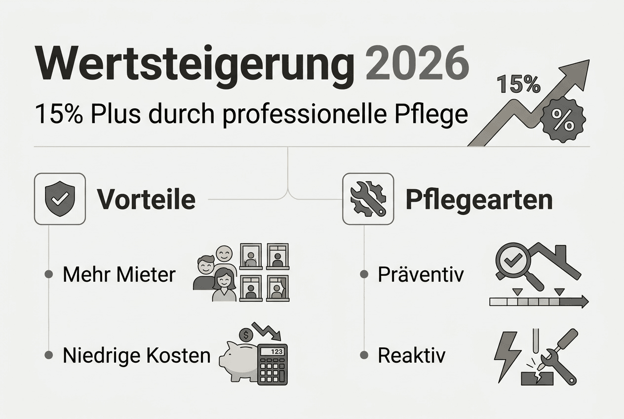 Infografik: So steigert regelmäßige Immobilienpflege den Wert Ihrer Immobilie