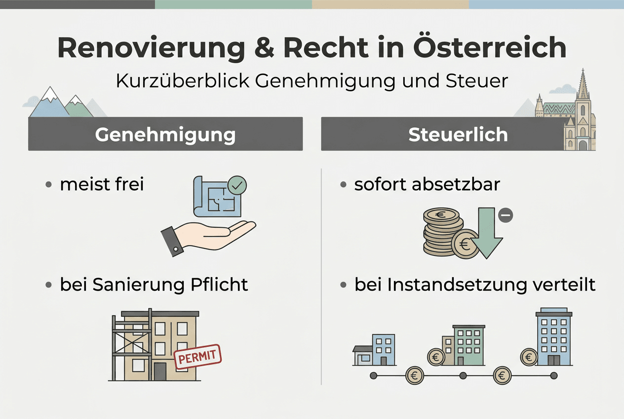 Übersicht: Was bei Sanierung, behördlichen Auflagen und steuerlichen Aspekten in Österreich zu beachten ist