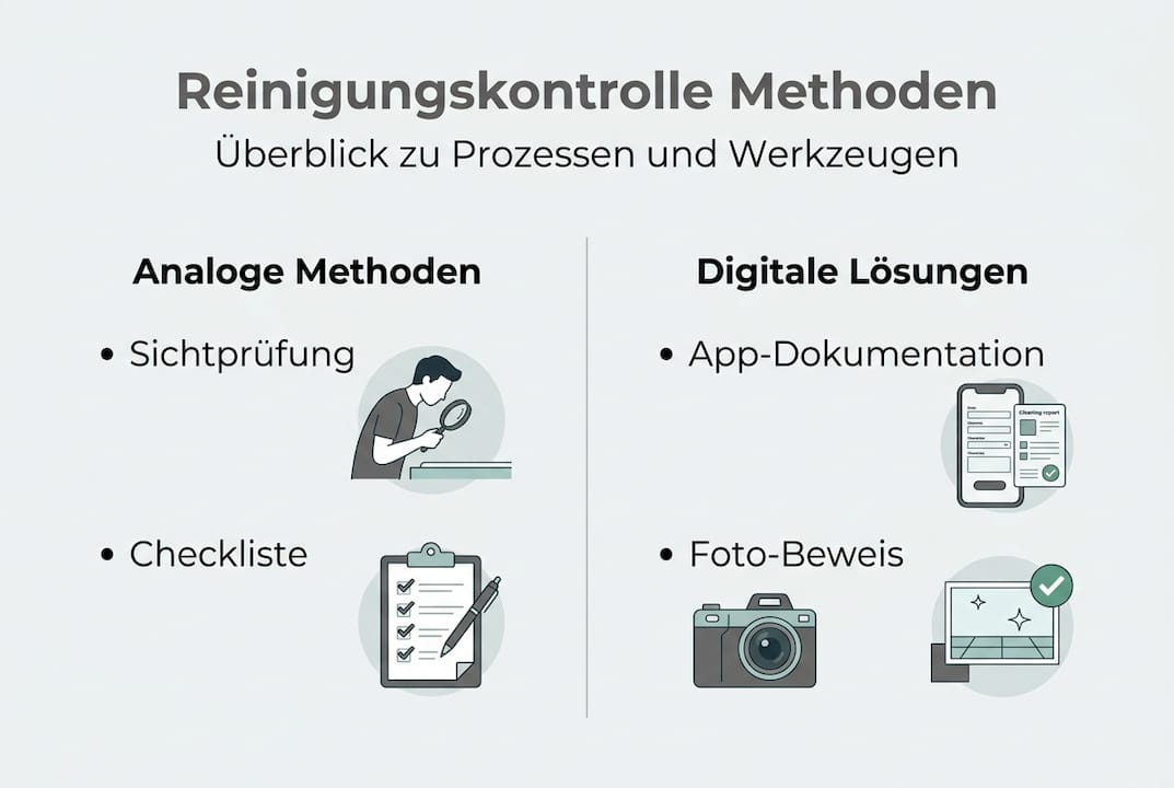 Infografik: Methoden zur Überprüfung der Reinigungsqualität im Überblick