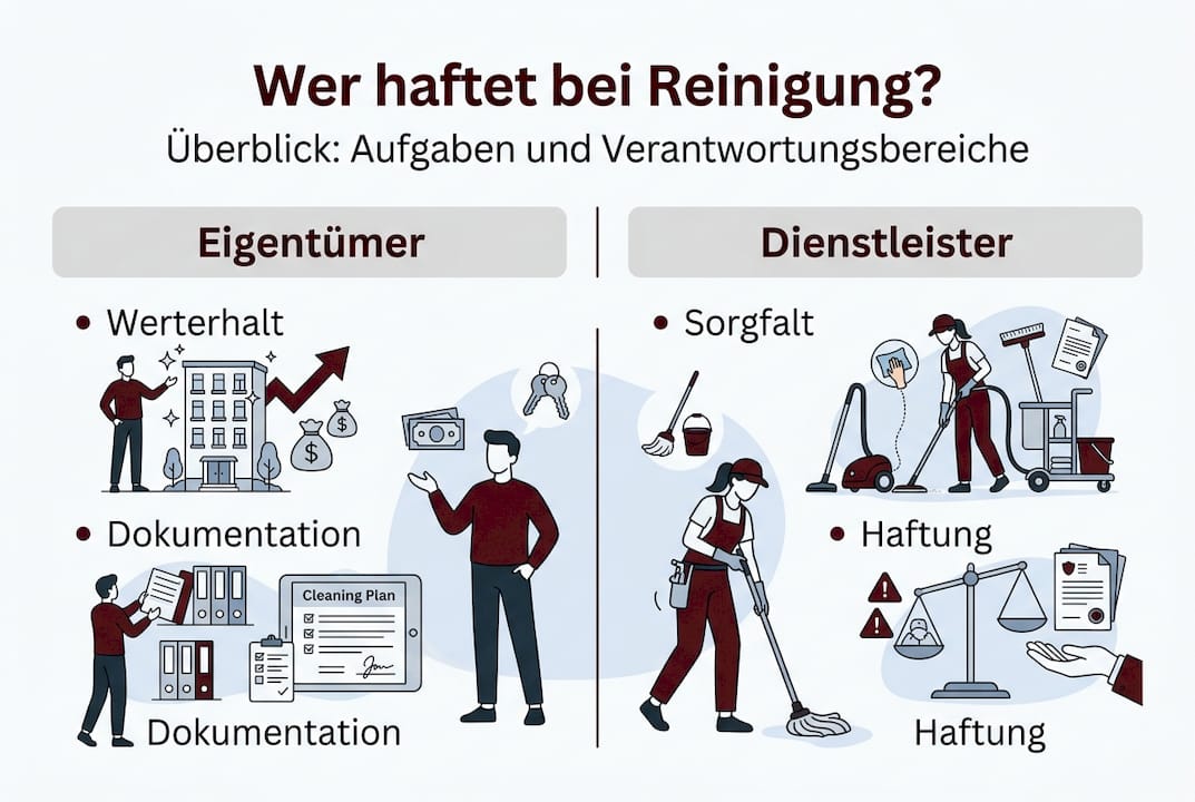 Übersicht: Zuständigkeiten und Haftungsfragen bei der Gebäudereinigung