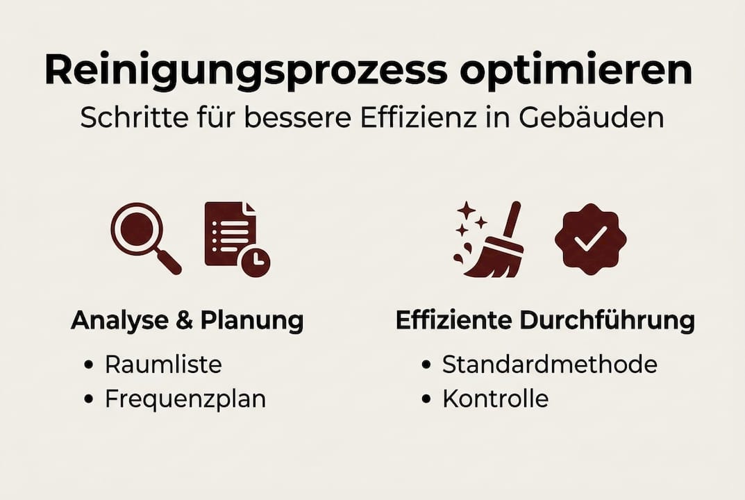 Schritt-für-Schritt-Anleitung zur effizienten Reinigungsoptimierung – anschaulich dargestellt in einer Infografik