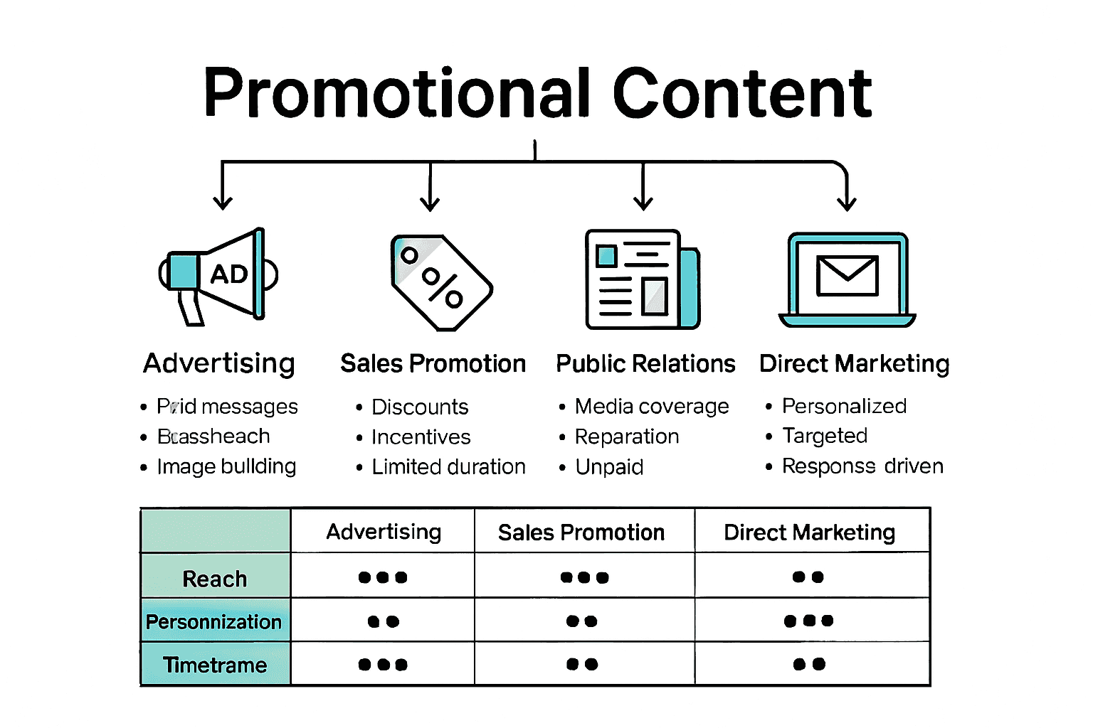 Infographic comparing four types of promotional content.