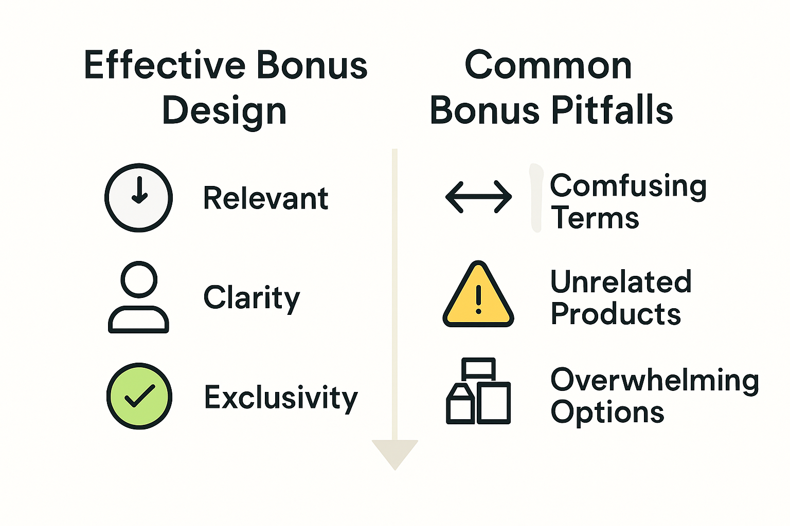 Infographic comparing bonus design best and worst practices