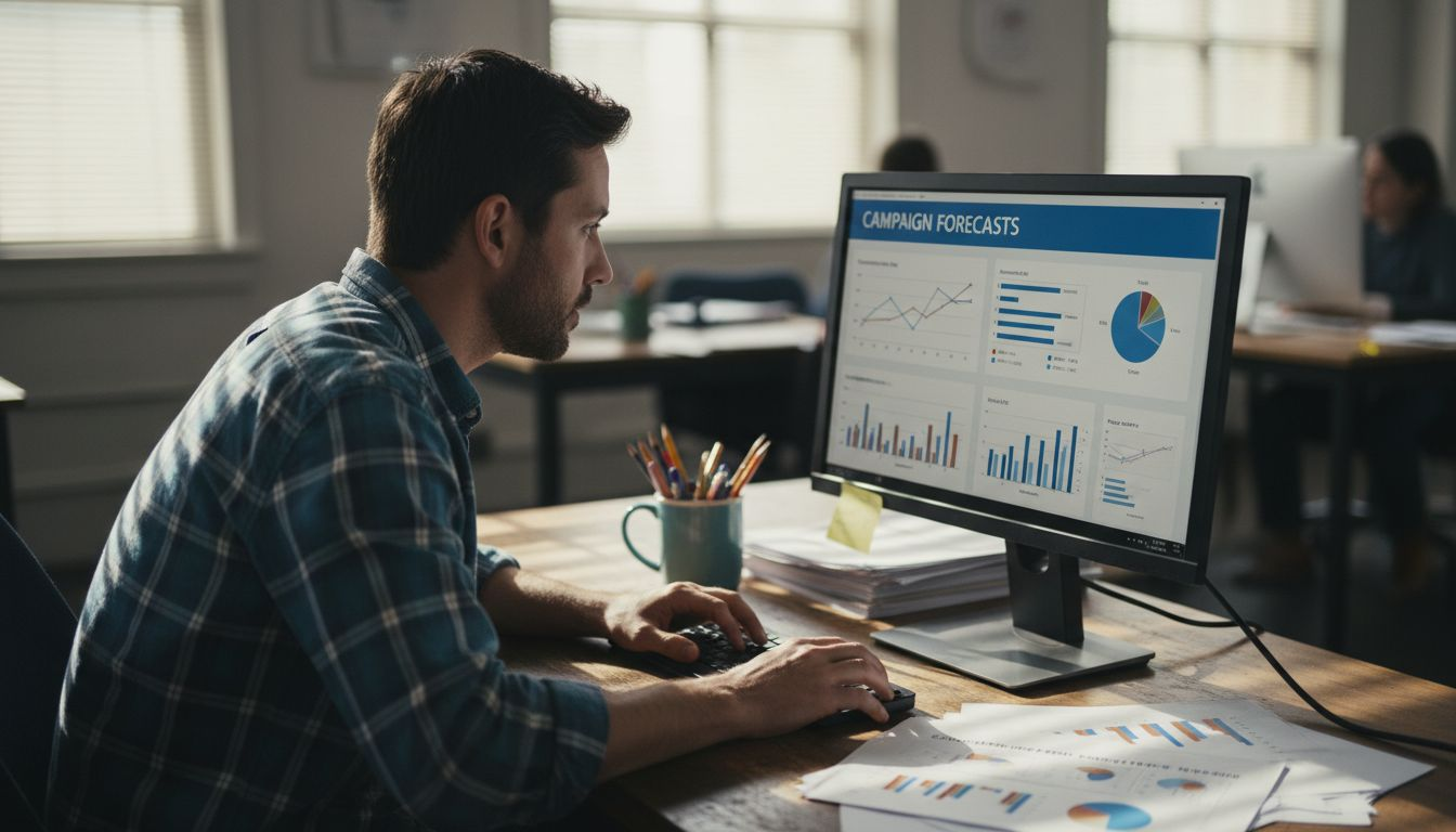 Marketer adjusting predictive analytics dashboard