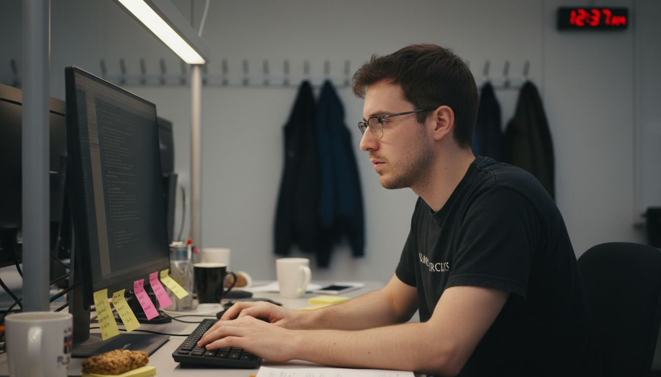 Man configuring email platform on desktop