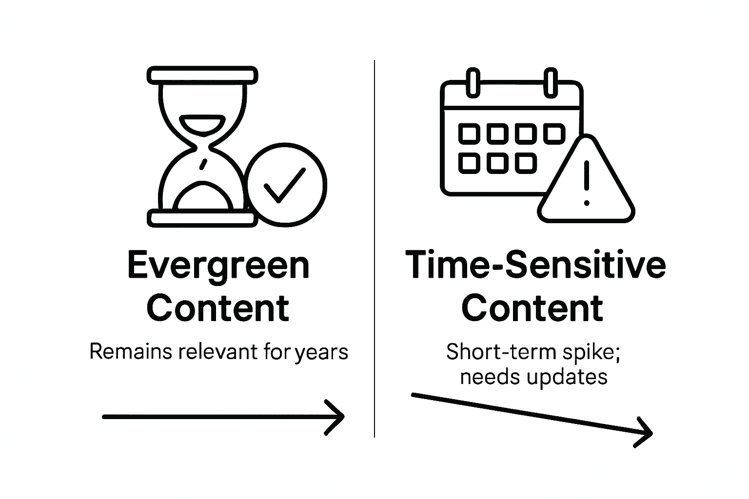 Infographic comparing evergreen and time-sensitive content