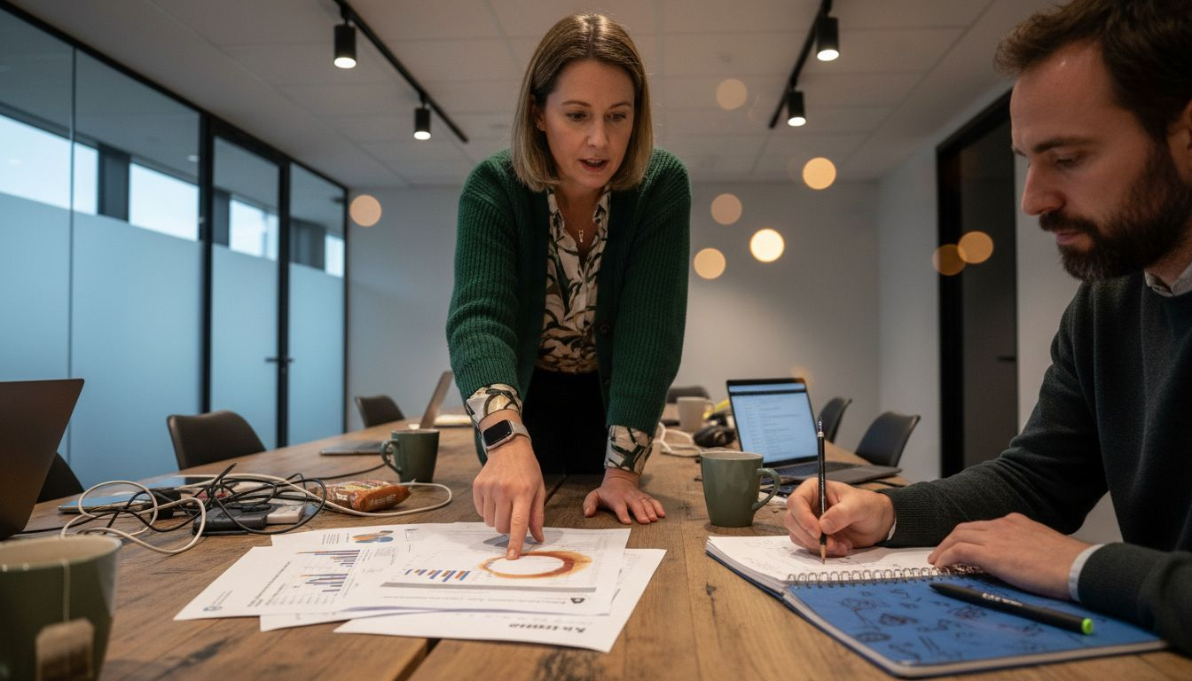 Team reviewing landing page optimization strategy