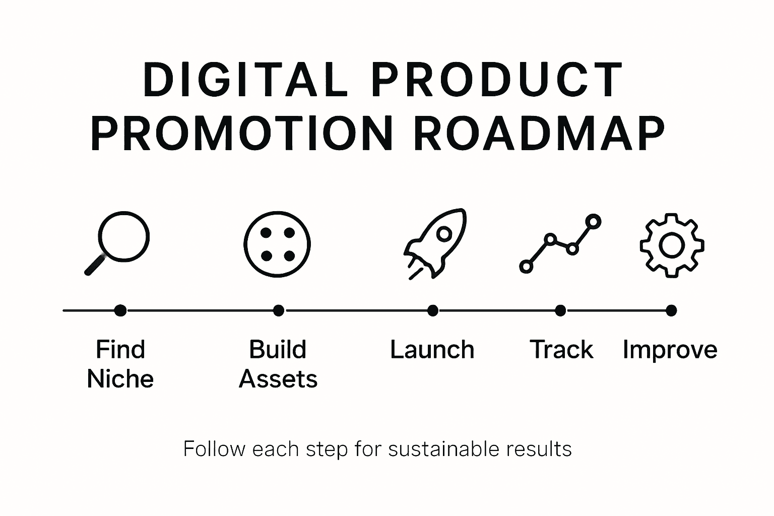 Infographic with digital product launch steps