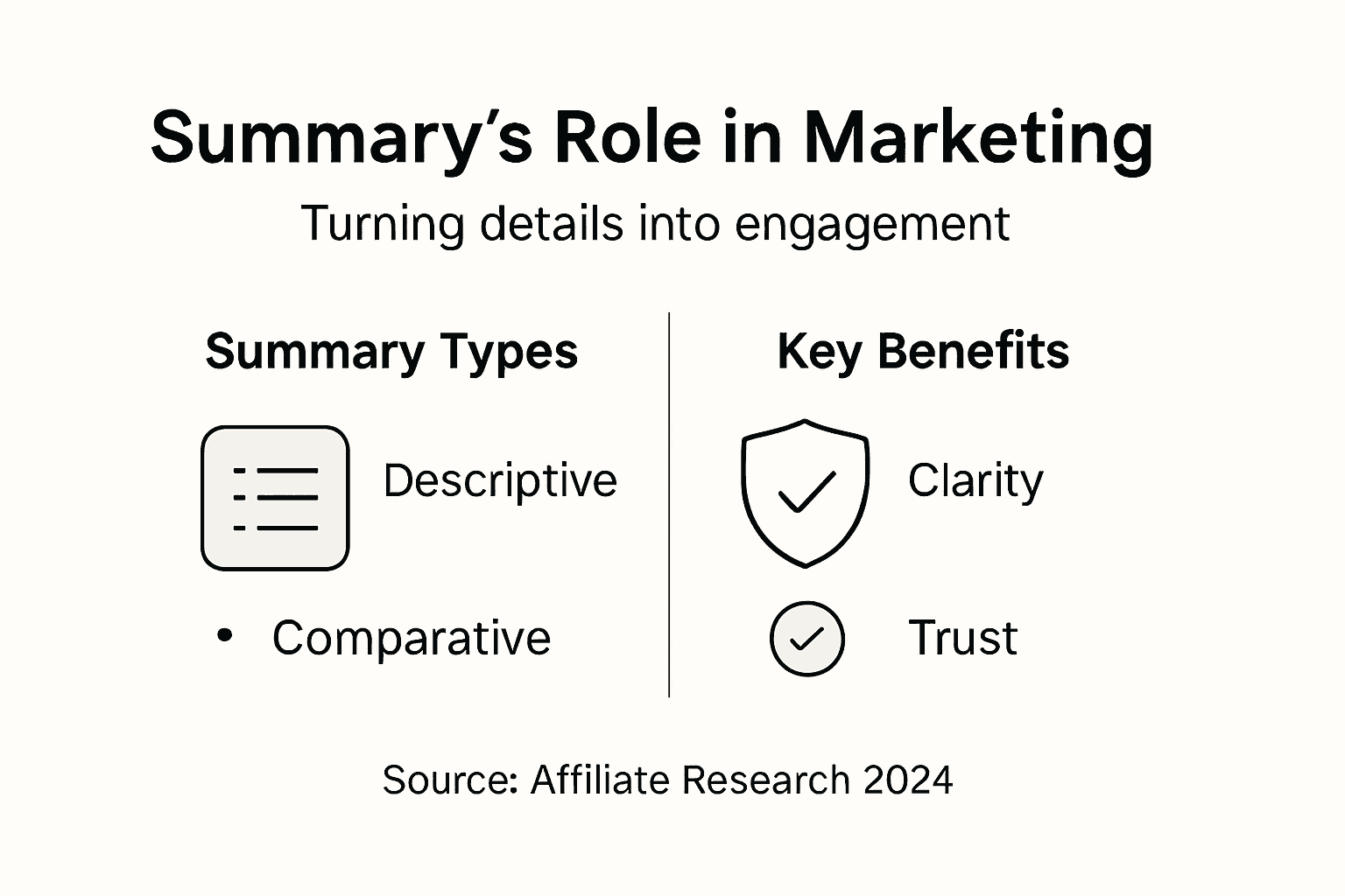 Infographic showing marketing summaries and benefits