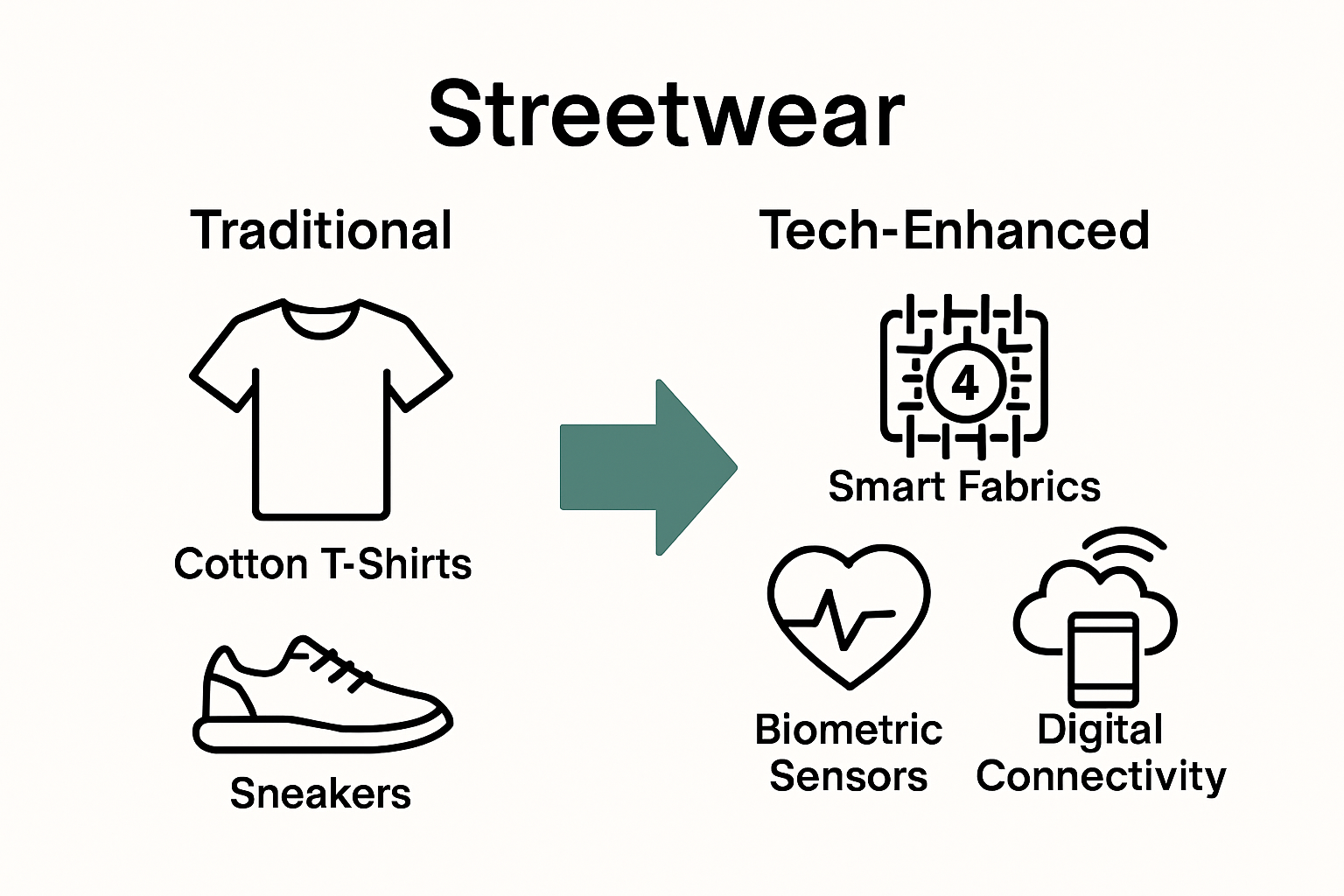 Infographic comparing features of classic streetwear and tech-infused streetwear.