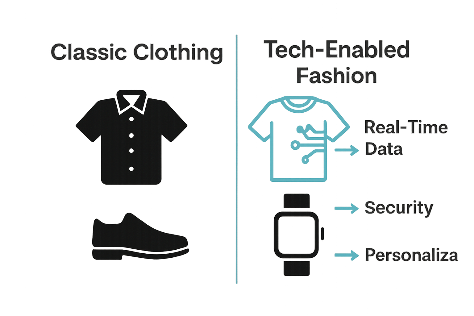 Infographic comparing traditional apparel and tech-enabled fashion benefits