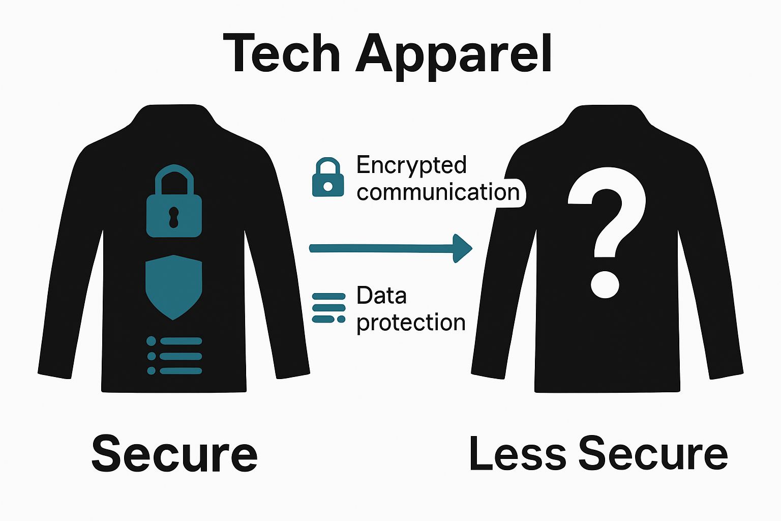 Infographic showing security features in tech apparel