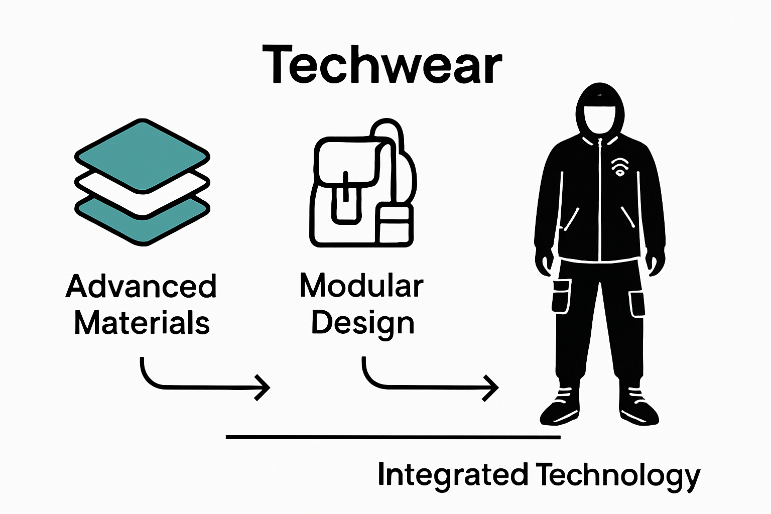 Infographic showing techwear essentials