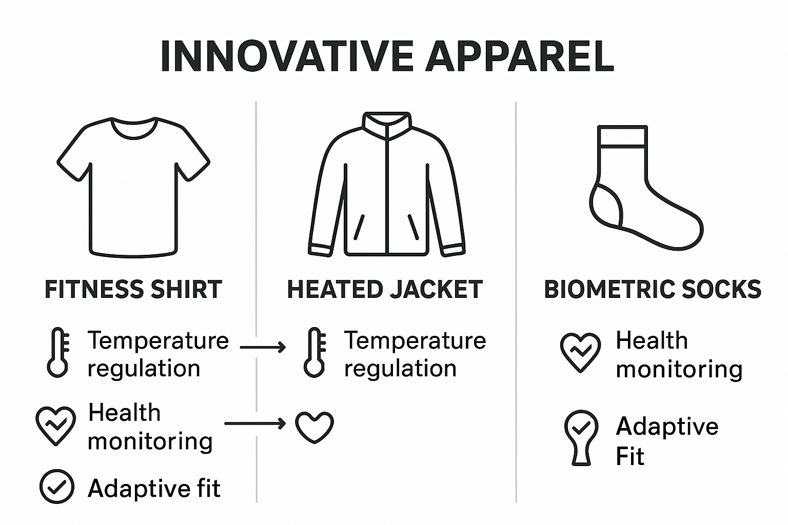 Infographic comparing smart apparel features